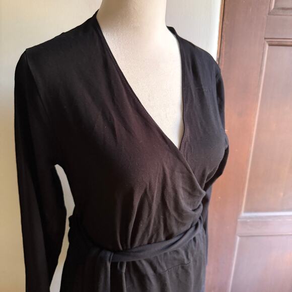 ISABELLA OLIVER | Black Maternity Full Wrap Dress 3/4 Sleeves Midi  Size 5 12/14 - Picture 4 of 7